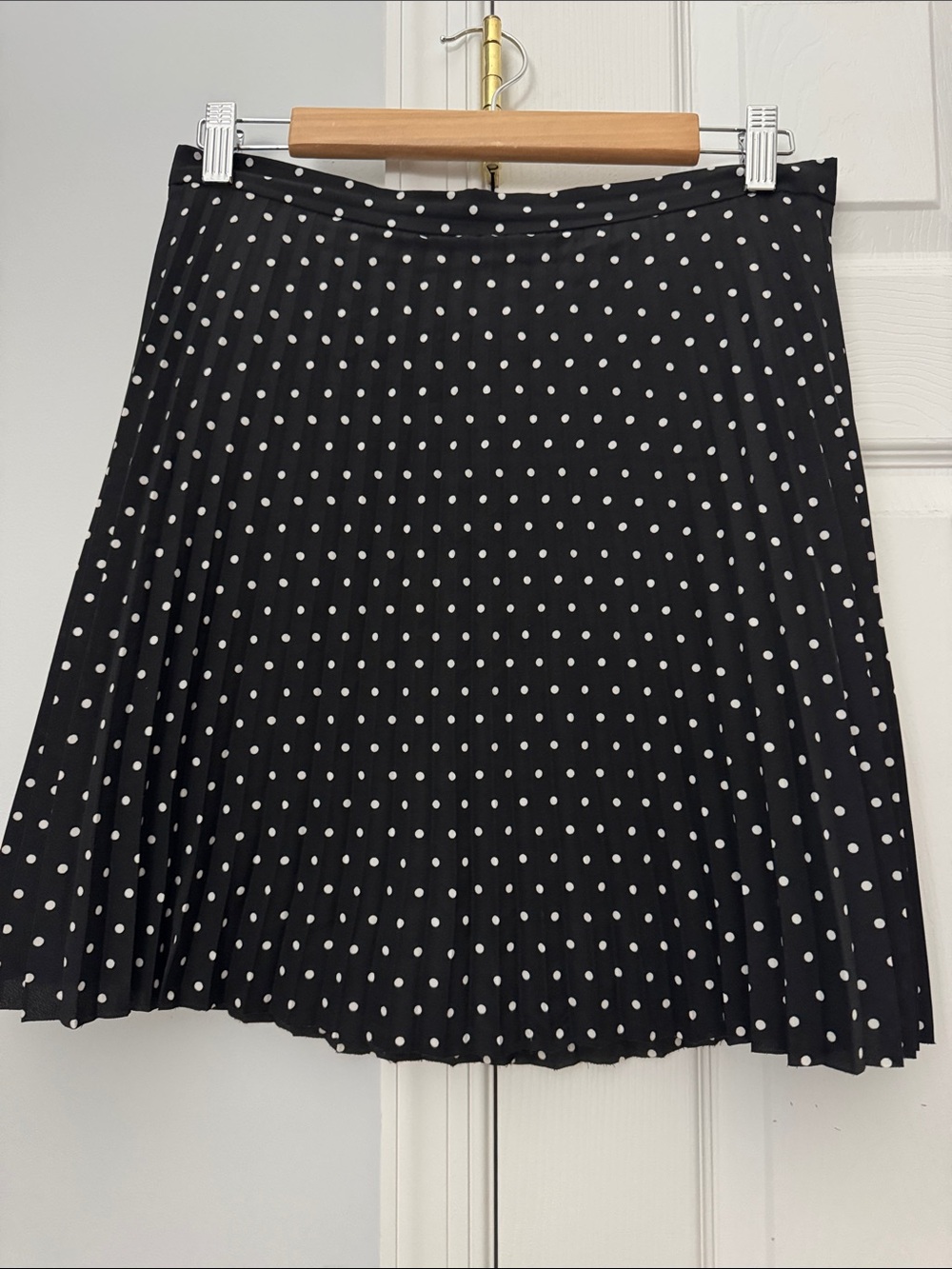 J. Crew Black Skater Skirt with White Polka Dots